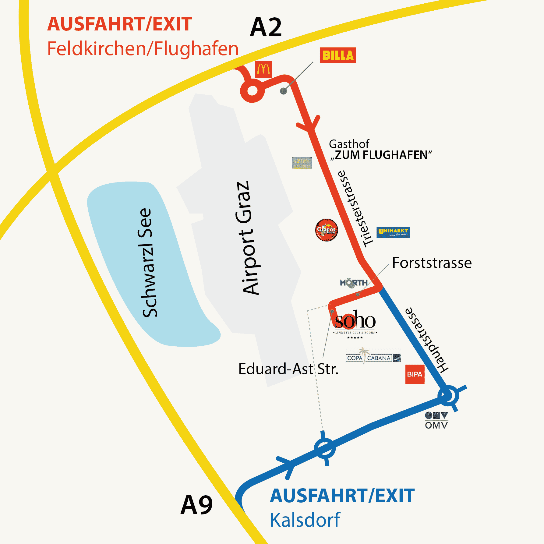 Anfahrtsplan für Soho Graz
